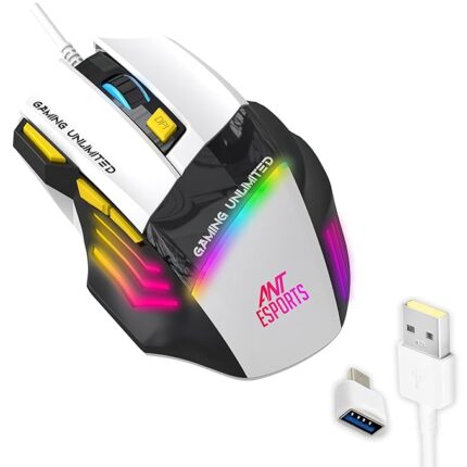 Ant Esports GM100 Gaming Mouse, Black-White